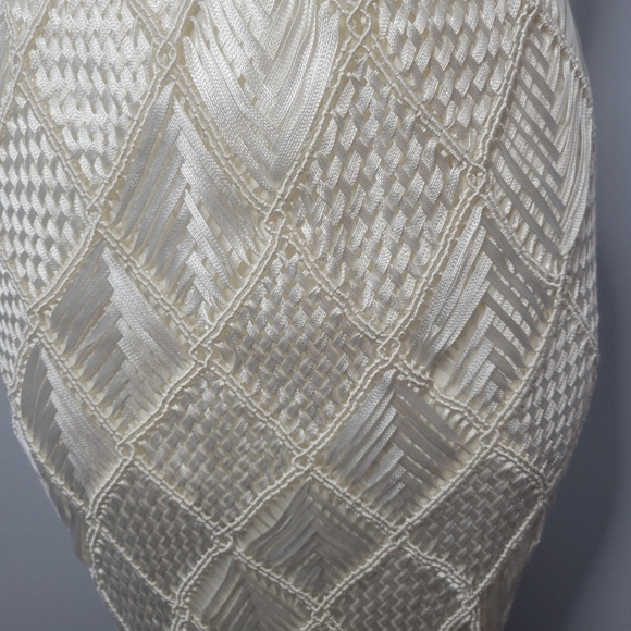 Crochet Maxi Dress Handmade Woven Silk Ivory Large Lined Palma Canaria Wedding - Picture 12 of 15